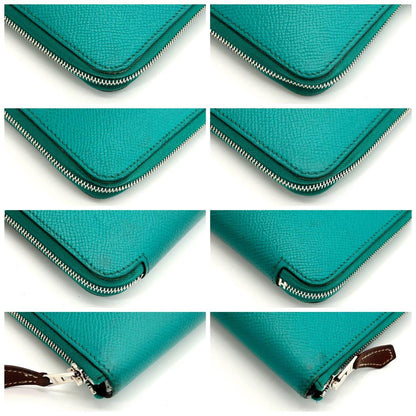 Hermes Wallet Azap Long Silk in Emerald Green Blue — view 6