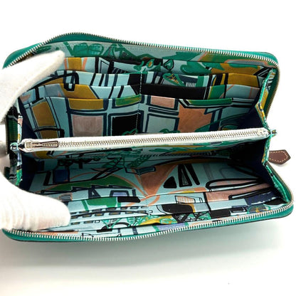 Hermes Wallet Azap Long Silk in Emerald Green Blue — view 7
