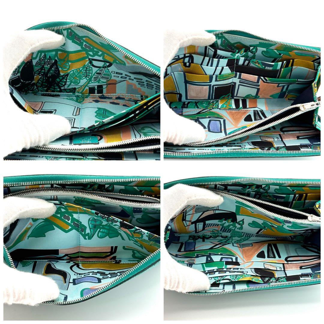 Hermes Wallet Azap Long Silk in Emerald Green Blue — view 8