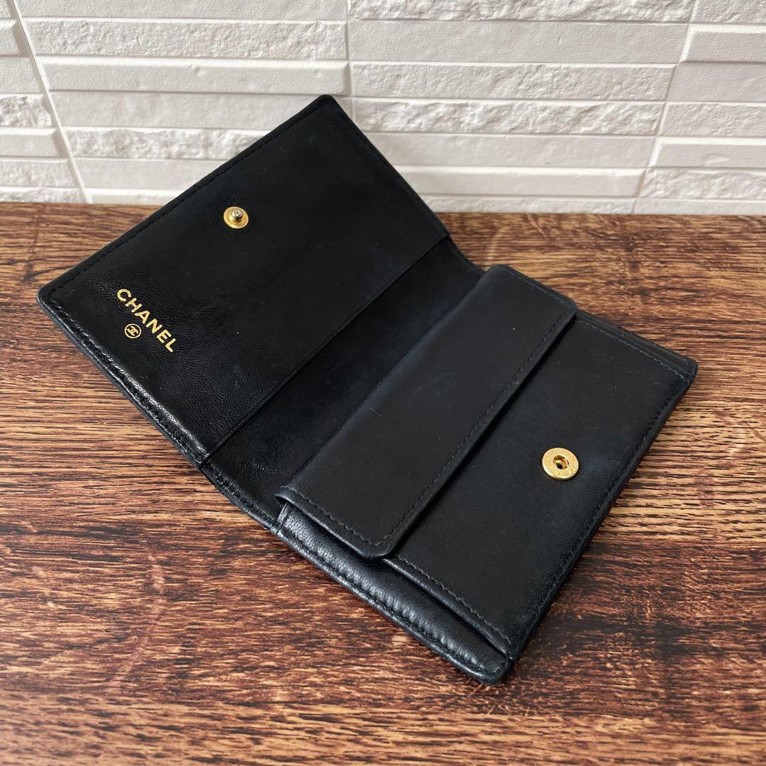 Chanel Bicolor Quilted Lambskin Card Case Business Holder Black — view 5