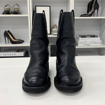 Chanel Leather Logo CC Short Boots Black — view 4
