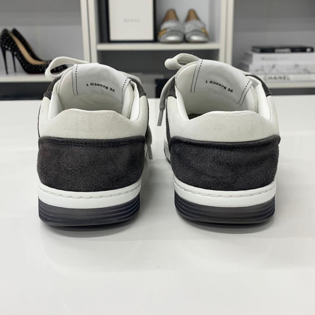 Chanel CC Logo Suede Sneakers Gray — view 6
