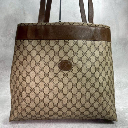 Gucci GG Tote Brown Logo Leather Beige — view 2
