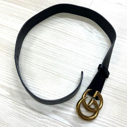 Fine Gucci Re-edition Double G GG Marmont Wide Leather Belt