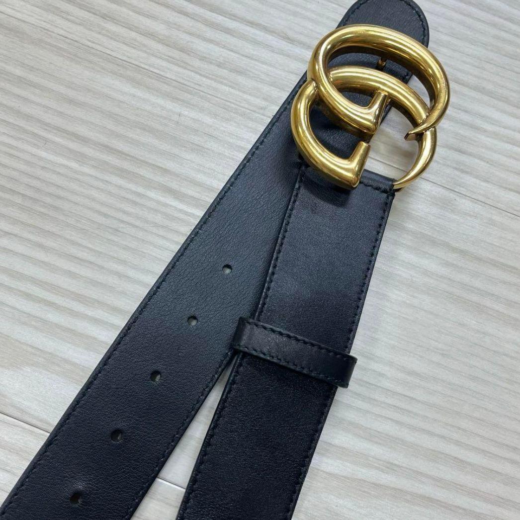 Fine Gucci Re-edition Double G GG Marmont Wide Leather Belt
