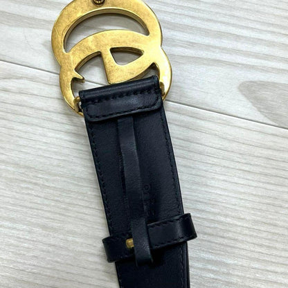 Fine Gucci Re-edition Double G GG Marmont Wide Leather Belt