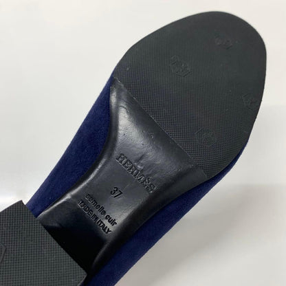 Hermes Paradis Suede Sandals Mules Navy — view 9