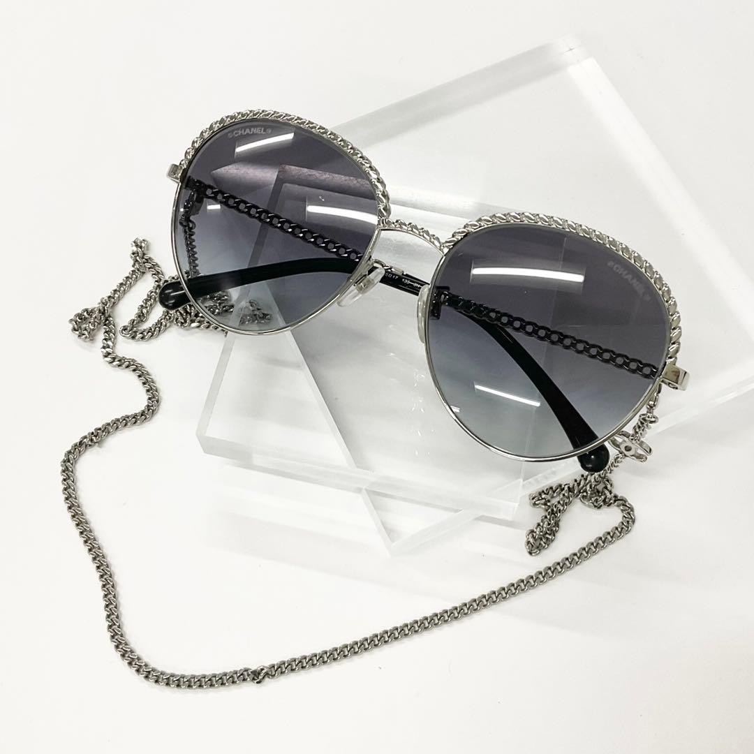 Chanel Sunglasses CC Logo Chain Eyewear Silver