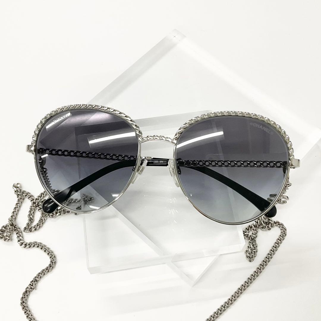 Chanel Sunglasses CC Logo Chain Eyewear Silver — view 2
