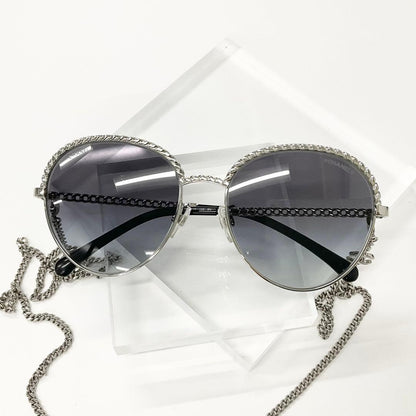 Chanel Sunglasses CC Logo Chain Eyewear Silver — view 2