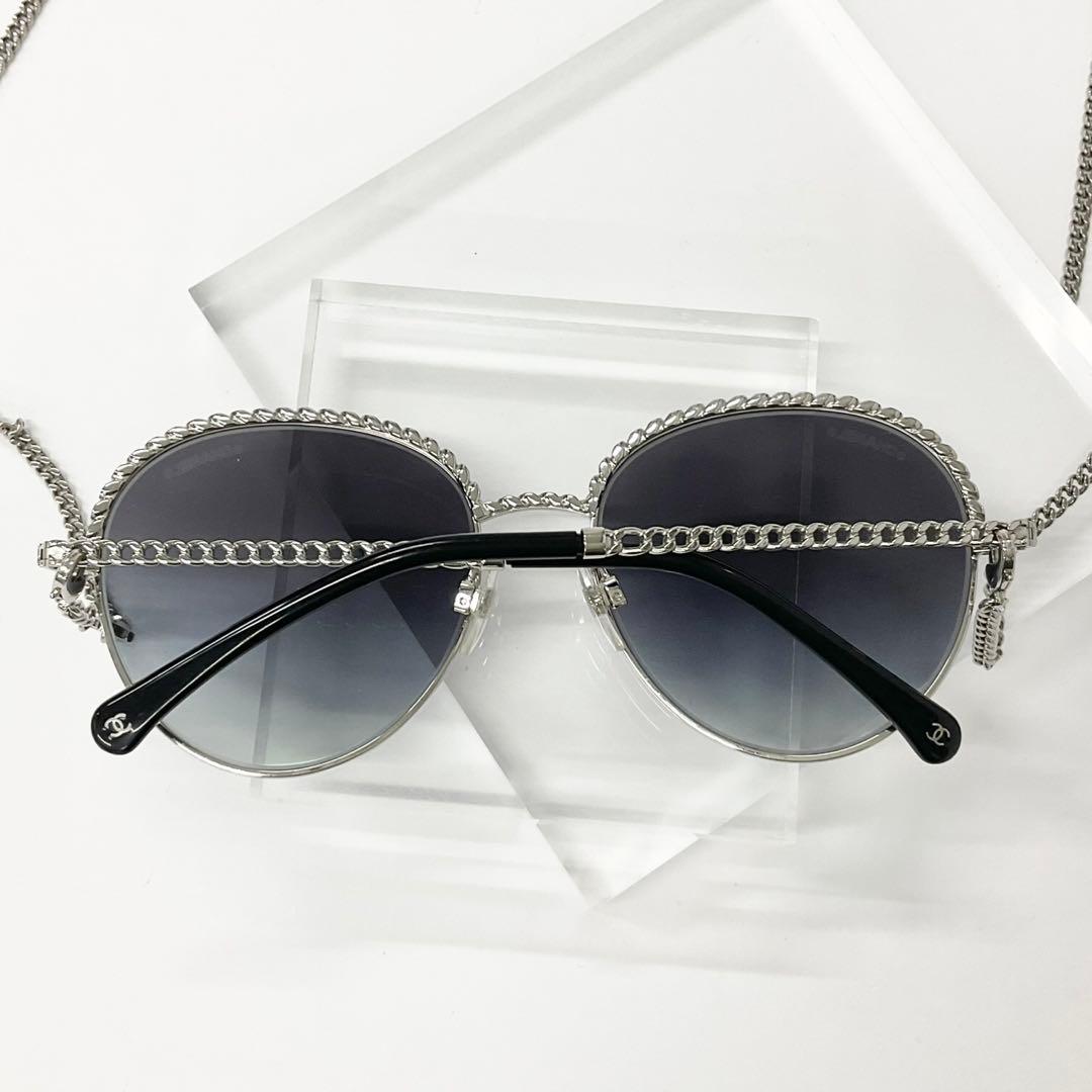 Chanel Sunglasses CC Logo Chain Eyewear Silver — view 3