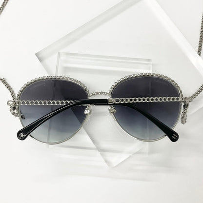 Chanel Sunglasses CC Logo Chain Eyewear Silver — view 3