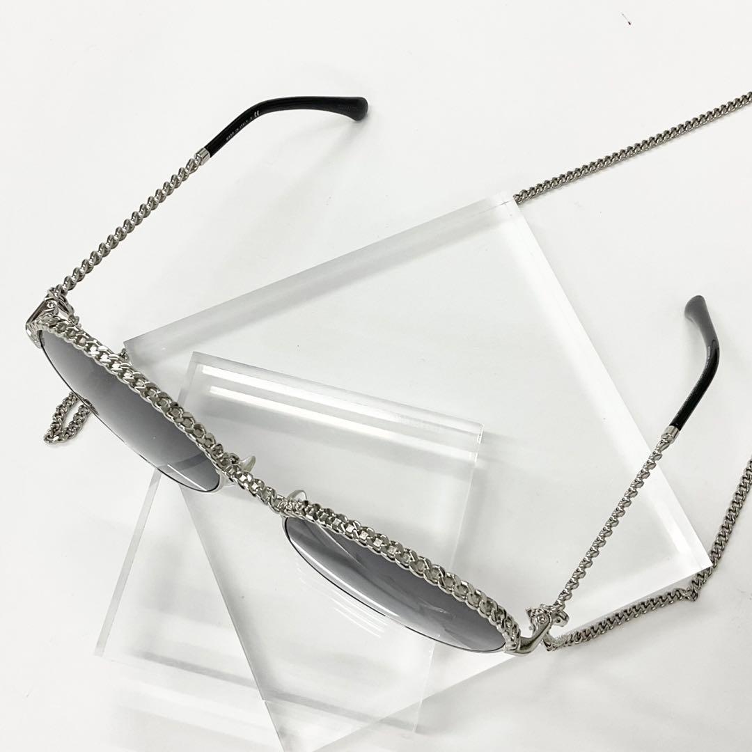 Chanel Sunglasses CC Logo Chain Eyewear Silver — view 4