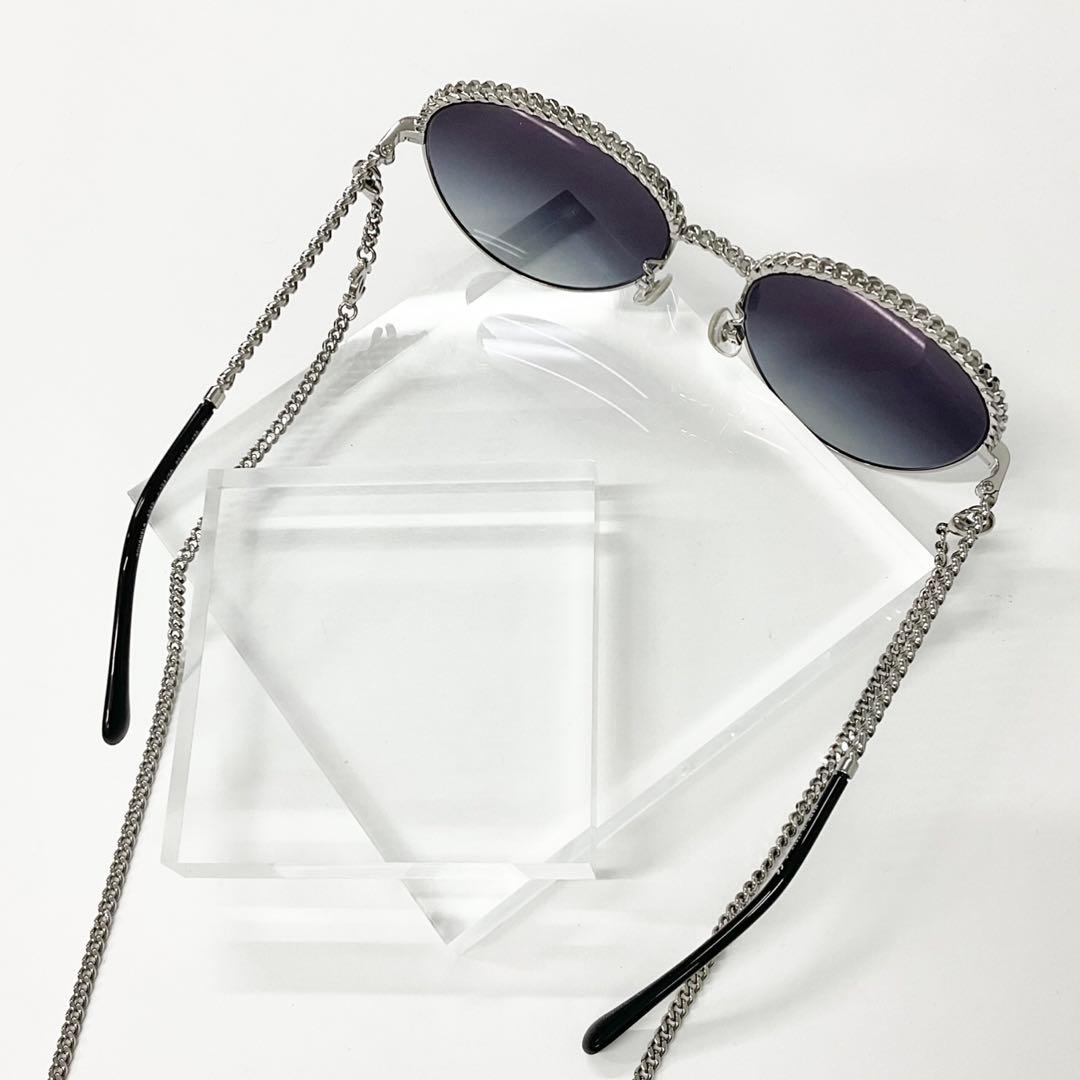 Chanel Sunglasses CC Logo Chain Eyewear Silver — view 5