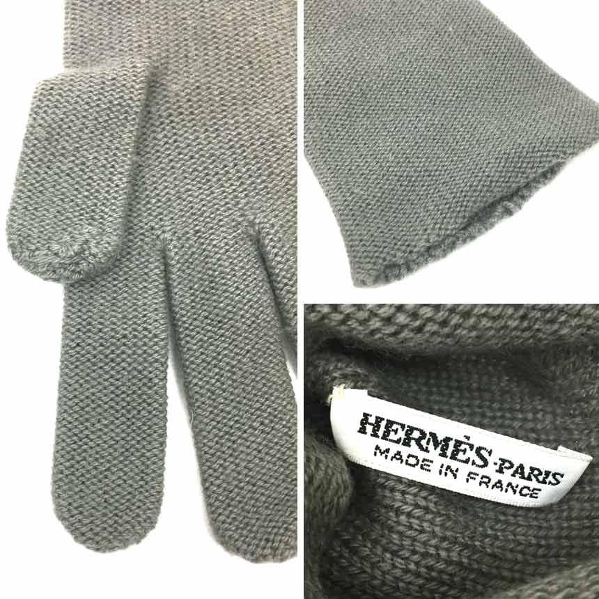 Hermes Cashmere Gloves Men's Gray Aq10893