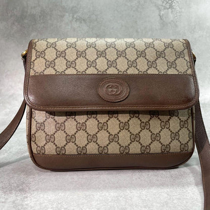 Gucci GG Shoulder Bag Brown Beige Leather Logo — view 2