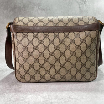 Gucci GG Shoulder Bag Brown Beige Leather Logo — view 3