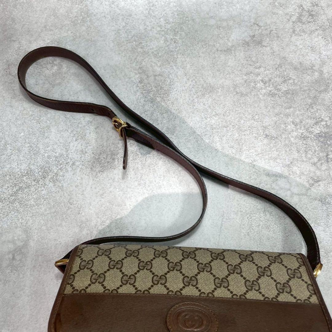 Gucci GG Shoulder Bag Brown Beige Leather Logo — view 4