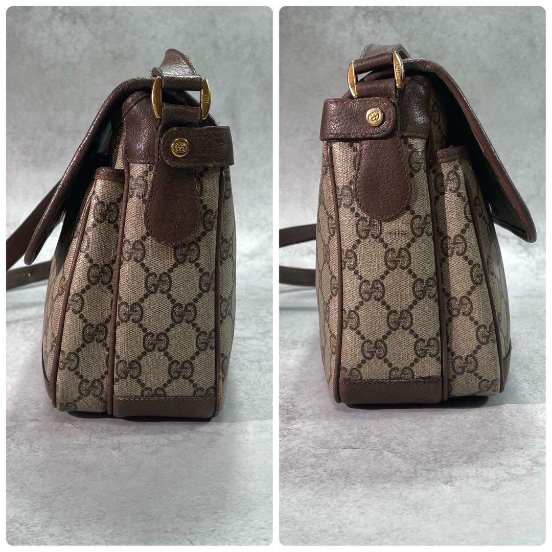 Gucci GG Shoulder Bag Brown Beige Leather Logo — view 7
