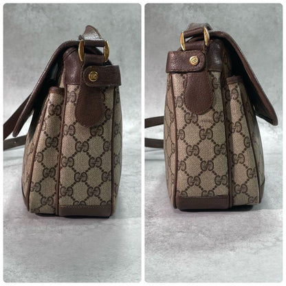 Gucci GG Shoulder Bag Brown Beige Leather Logo — view 7