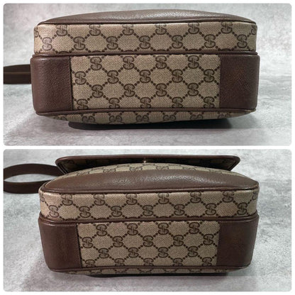 Gucci GG Shoulder Bag Brown Beige Leather Logo — view 8
