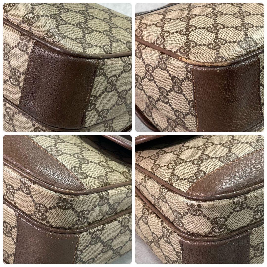 Gucci GG Shoulder Bag Brown Beige Leather Logo — view 9