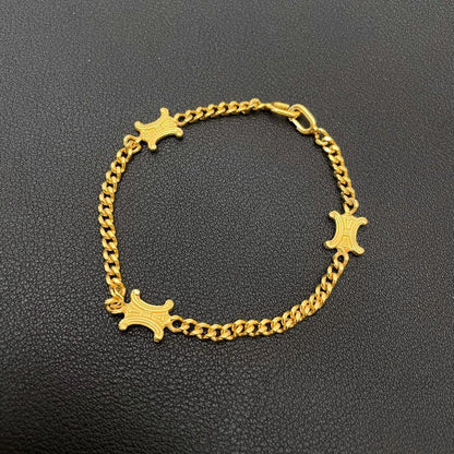 Celine Triomphe Logo Chain Bracelet Bangle Gold