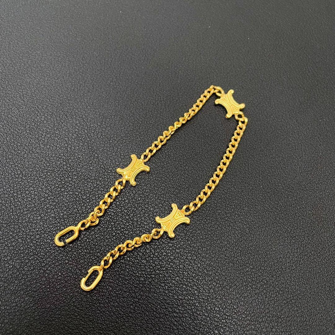Celine Triomphe Logo Chain Bracelet Bangle Gold — view 2