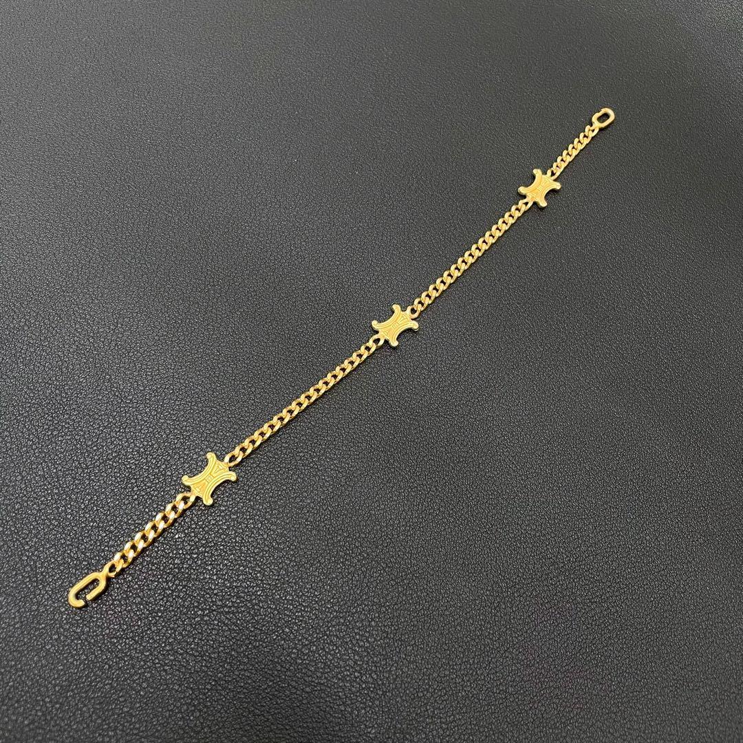 Celine Triomphe Logo Chain Bracelet Bangle Gold — view 3