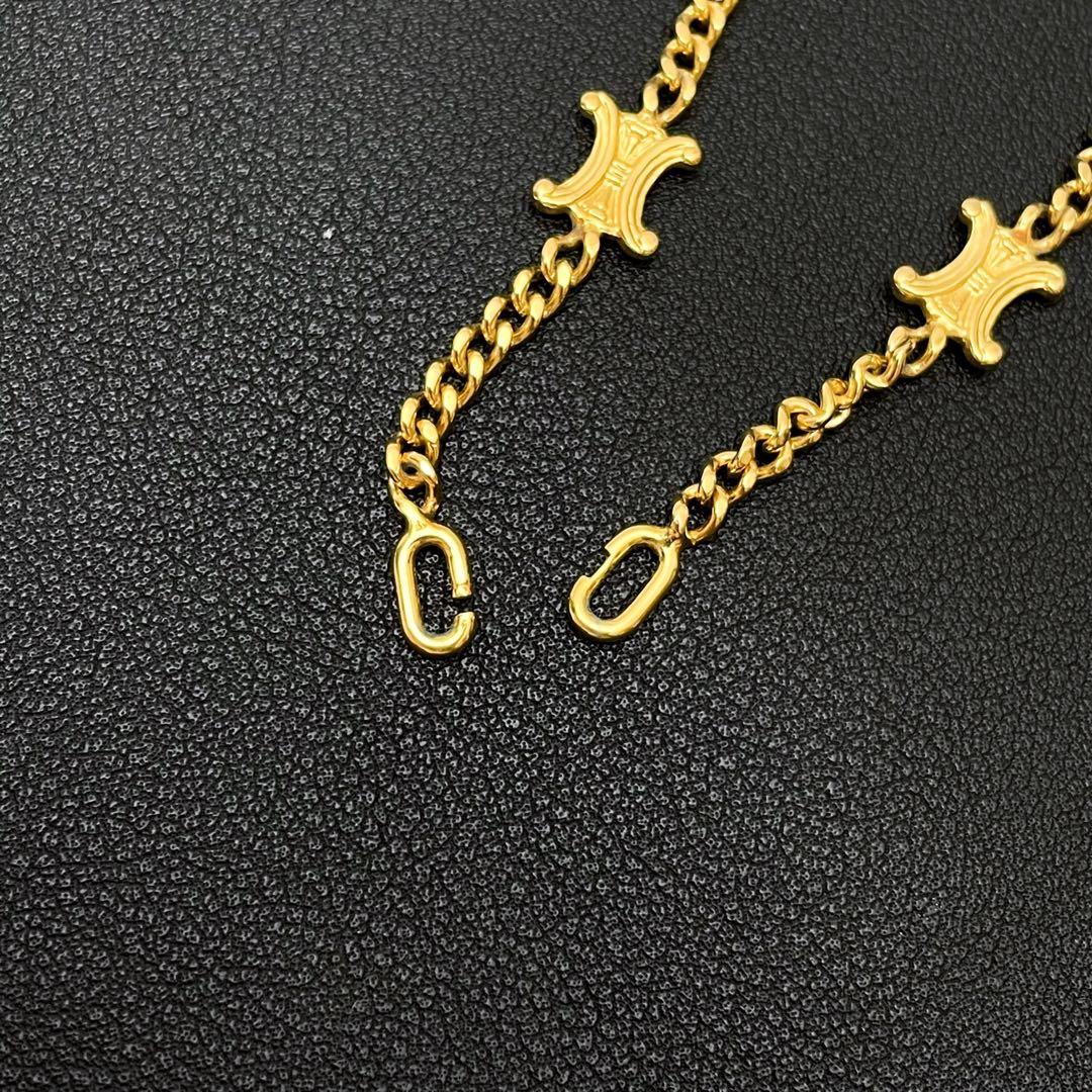 Celine Triomphe Logo Chain Bracelet Bangle Gold — view 5