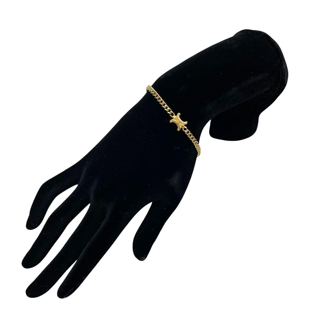 Celine Triomphe Logo Chain Bracelet Bangle Gold — view 7