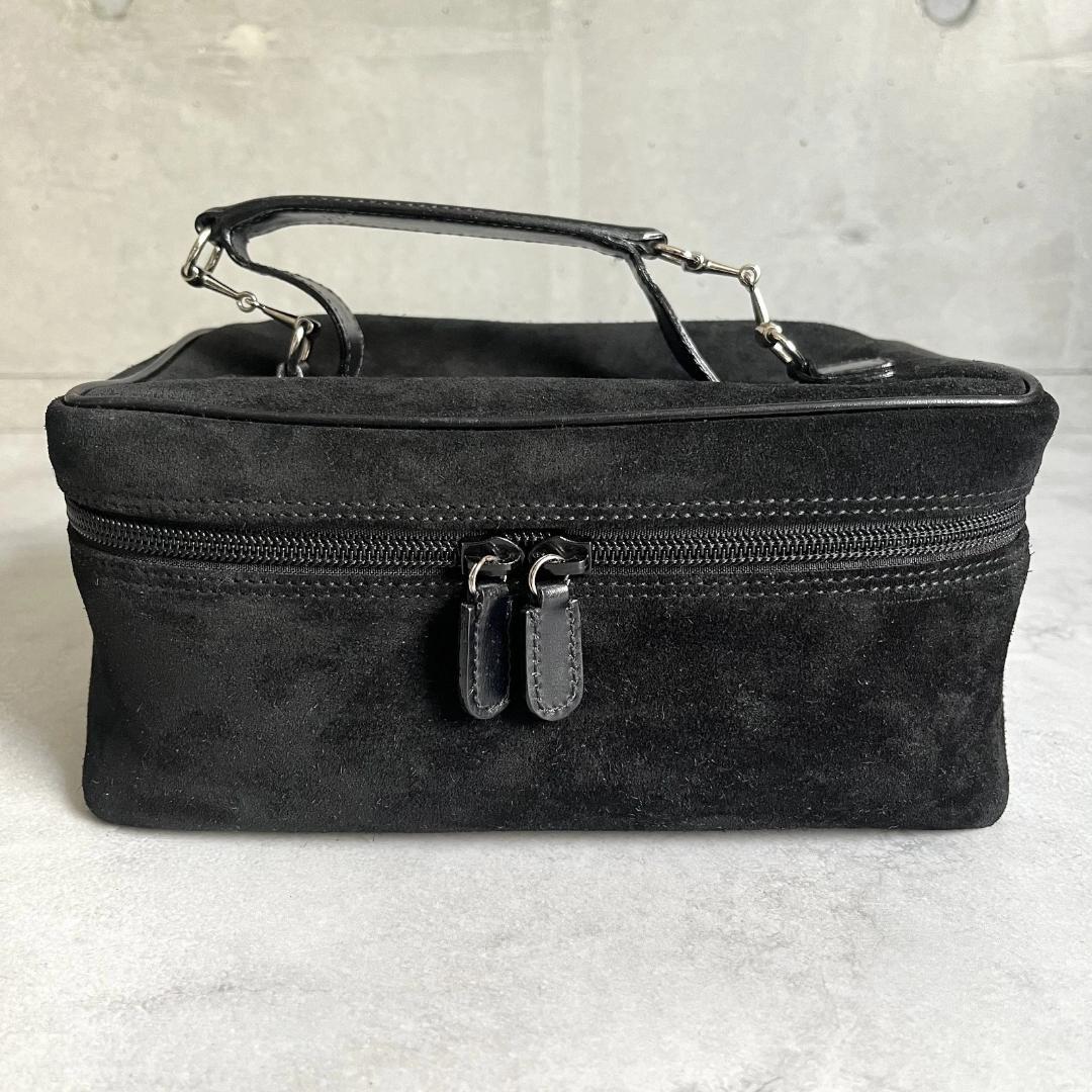 Gucci Vanity Pouch Horsebit Suede Black