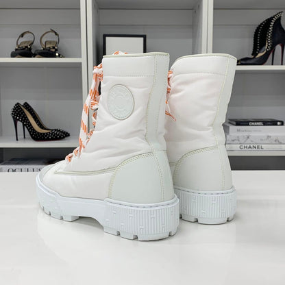 Hermes Fresh Nylon Leather Short Boots White — view 5