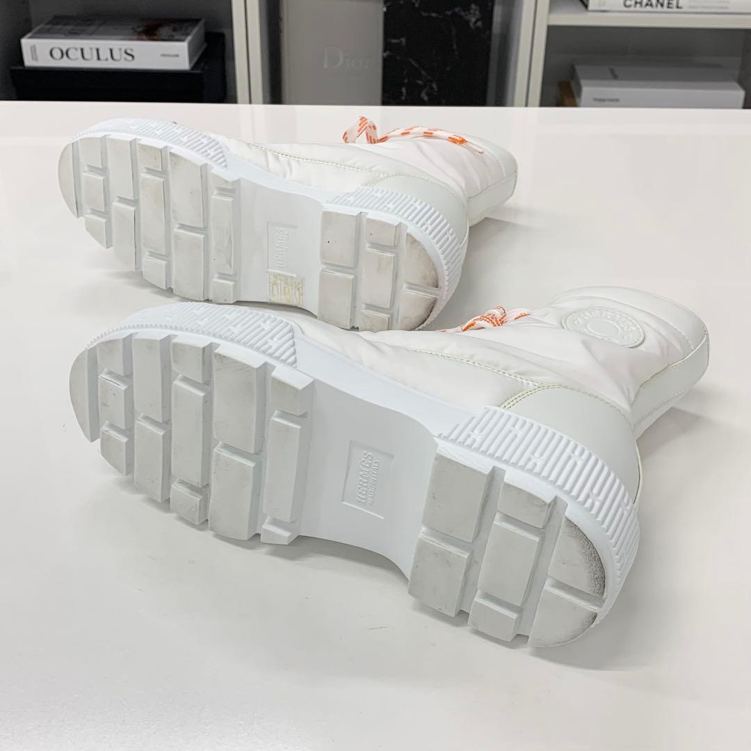 Hermes Fresh Nylon Leather Short Boots White — view 7