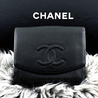 Chanel Wallet Coco Stitch Caviar Hook Bifold
