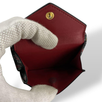 Prada Trifold Wallet Vittelomove Gold Logo Heart Saffiano Black