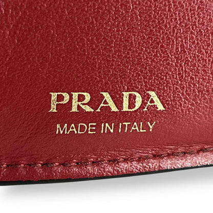 Prada Trifold Wallet Vittelomove Gold Logo Heart Saffiano Black
