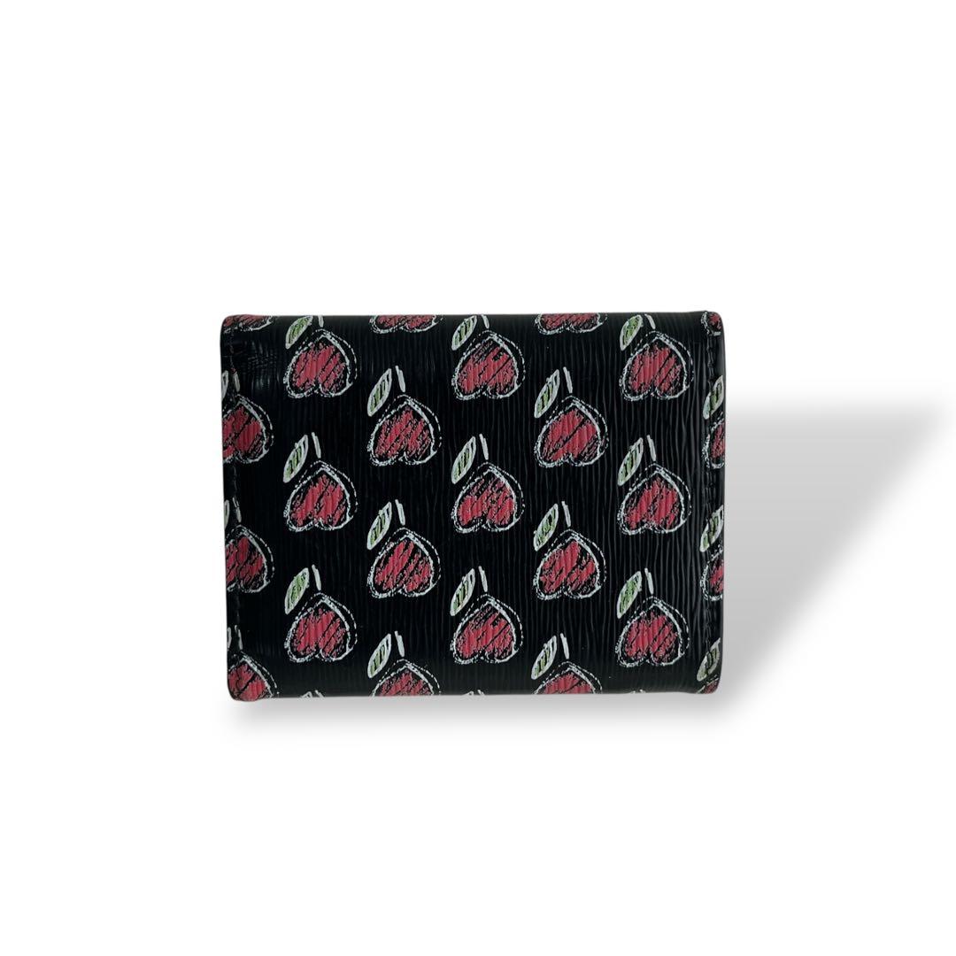 Prada Trifold Wallet Vittelomove Gold Logo Heart Saffiano Black