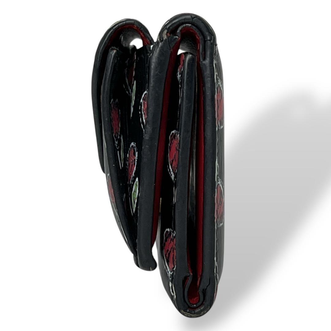 Prada Trifold Wallet Vittelomove Gold Logo Heart Saffiano Black