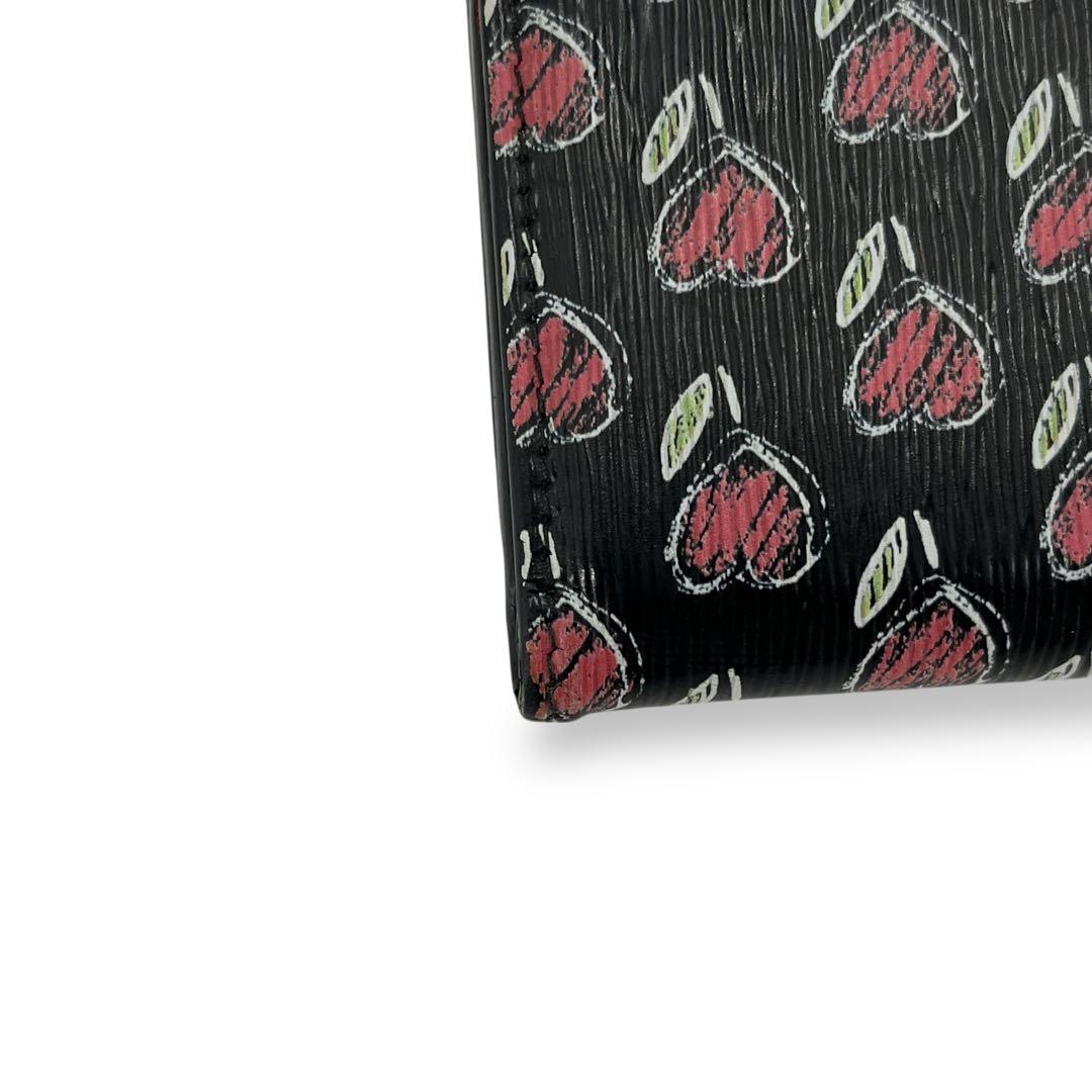 Prada Trifold Wallet Vittelomove Gold Logo Heart Saffiano Black