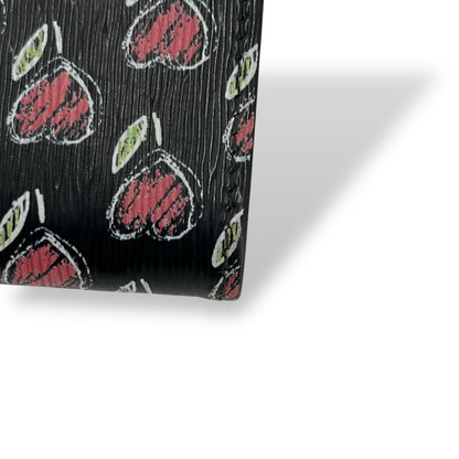 Prada Trifold Wallet Vittelomove Gold Logo Heart Saffiano Black