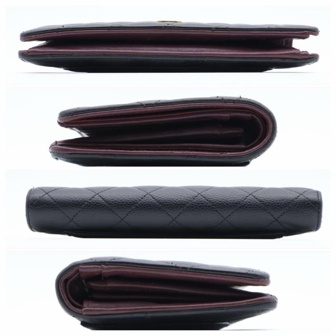 Chanel Quilted Caviar Leather Bifold Wallet Gold — view 9