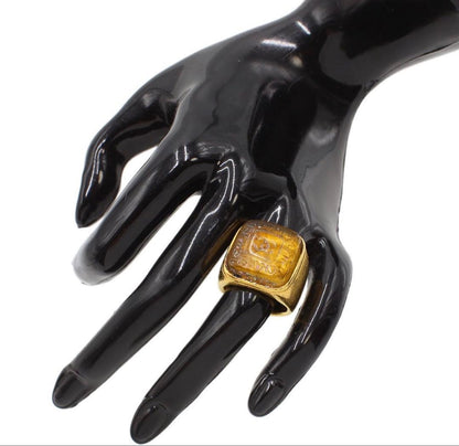 Chanel Coco Mark Logo Colored Stone Square Ring No 12