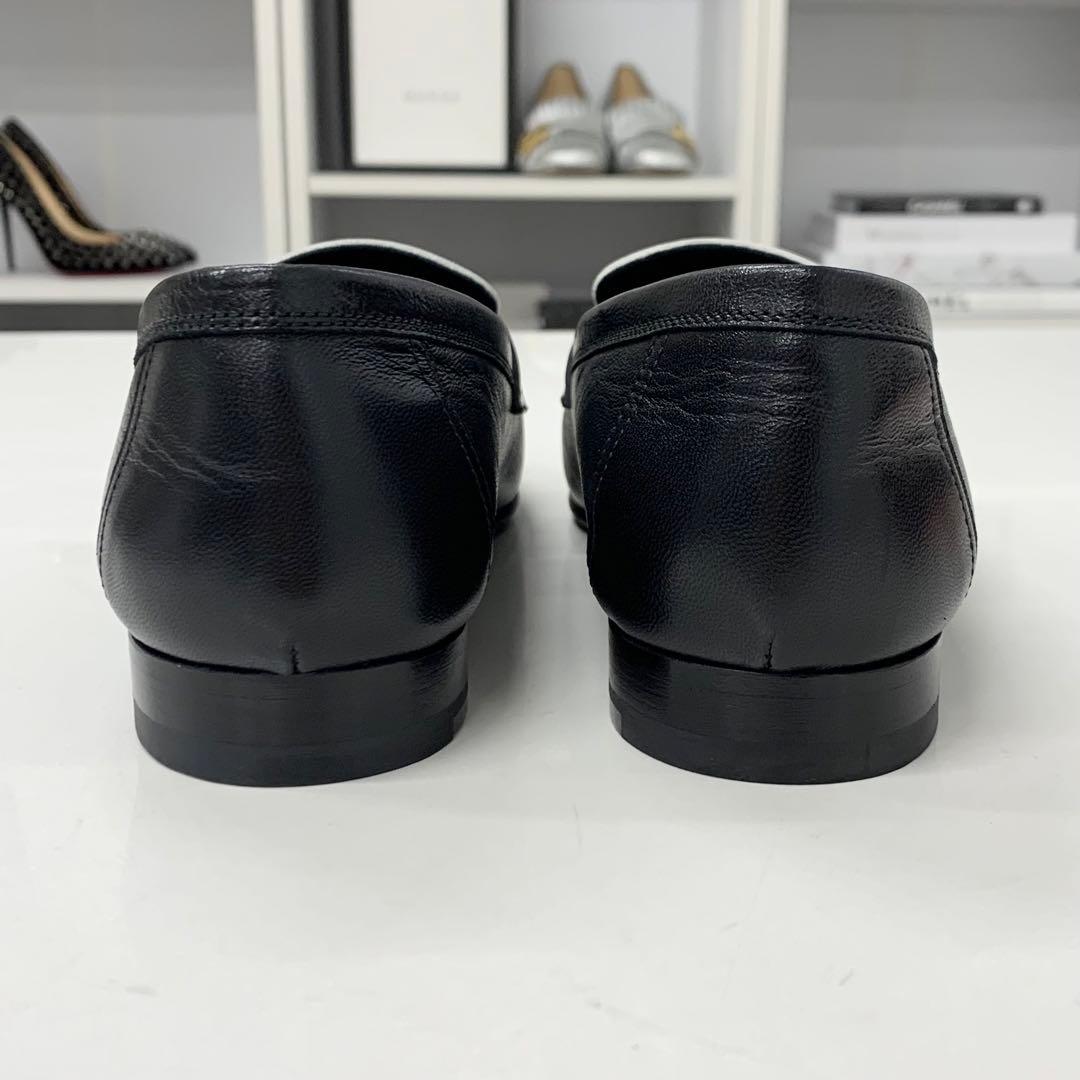 Hermes Royale Leather Hhardware Fringe Loafers Black White