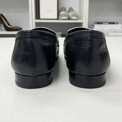 Hermes Royale Leather Hhardware Fringe Loafers Black White