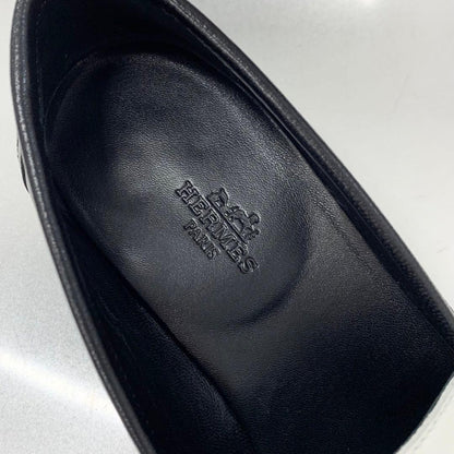 Hermes Royale Leather Hhardware Fringe Loafers Black White