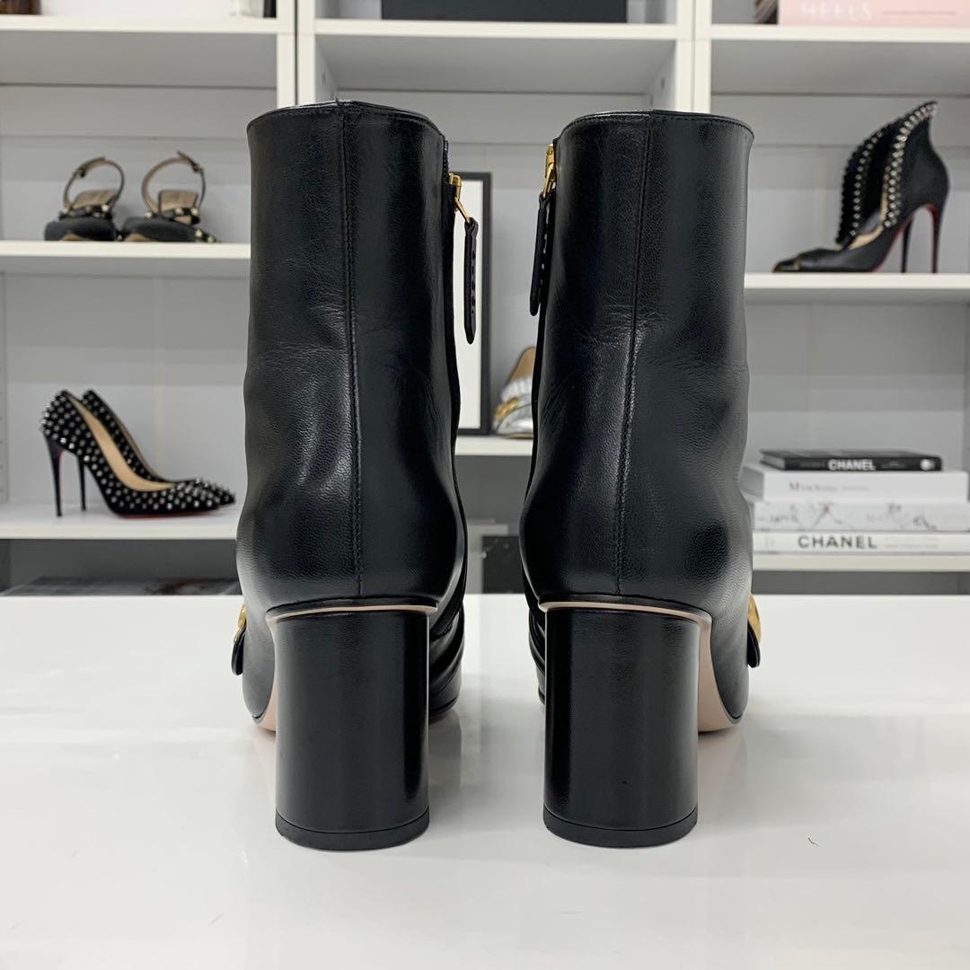 Gucci GG Marmont Leather Tassel Short Boots Black — view 6