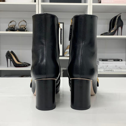 Gucci GG Marmont Leather Tassel Short Boots Black — view 6