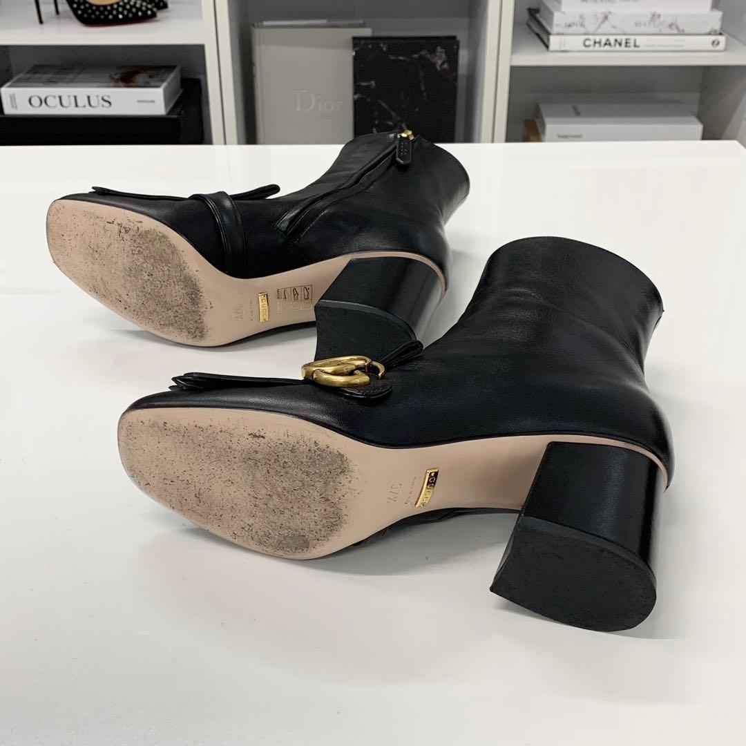 Gucci GG Marmont Leather Tassel Short Boots Black — view 7