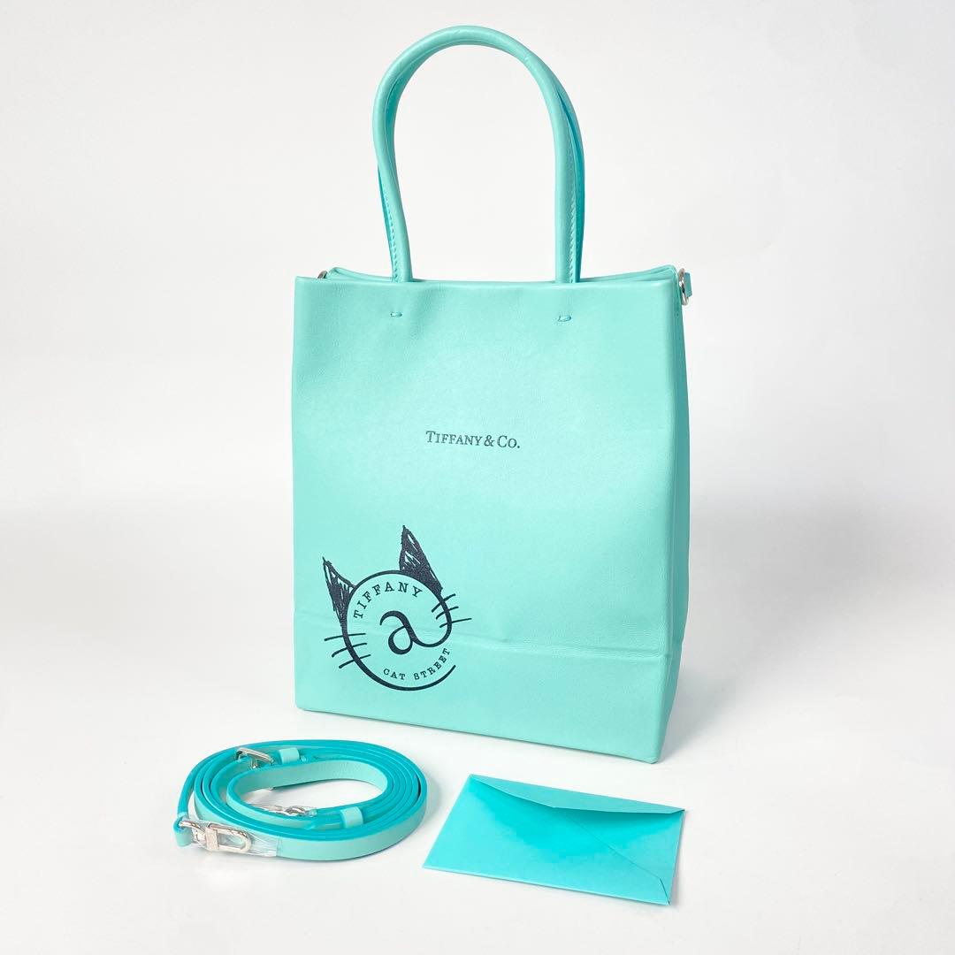 Unused Tiffany Cat Street Small Shopping Tote Leather